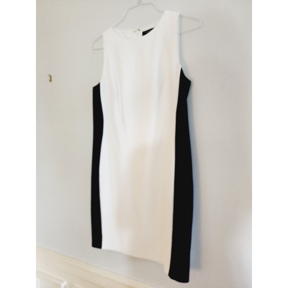 Lauren Ralph Lauren Womens Colorblock Sheath Dress Navy White Size 8 - Picture 13 of 15